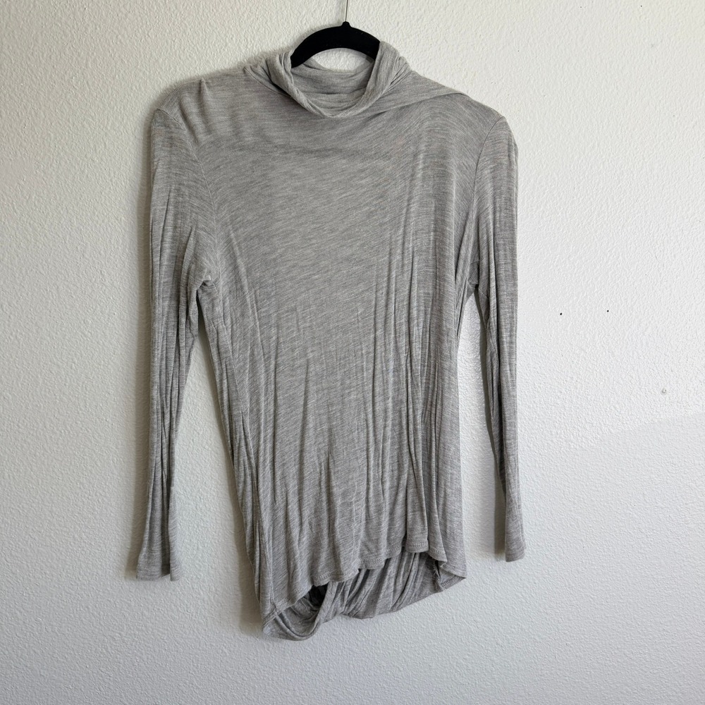 Forever 21 Gray Mock Neck Open Back Twist Hem Long Sleeve Top Small